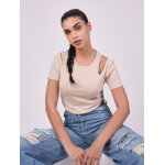 Project x paris top asymtrique manches courtes couleur - beige, taille - l