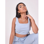 Project x paris crop top bretelle large basic couleur - bleu ciel, taille - l