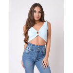 Project x paris top décolletée à détail anneau couleur - bleu clair, taille - l Project x paris top décolletée à détail anneau couleur - bleu clair, taille - l