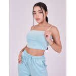 Project x paris top en velours � bretelles fines bleu oc�an l