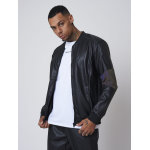 Project x paris veste simili cuir avec empicement rflchissant couleur - noir, taille - s