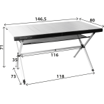 Brunner accelerate compack 6 table � roulettes 146, 5 x 80 cm