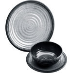 Set de vaisselle en mélamine 12 pcs. granite gris / noir flamefield Set de vaisselle en mélamine 12 pcs. granite gris / noir flamefield