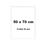 Cadre d�co bois 50x70 couleur blanc - profil� 20x14mm