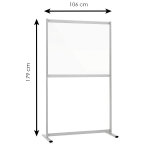 Cloison fixe plexiglass rigide transparent cadre alu h 179 x l 106 cm