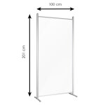 Cloison mobile plexiglass souple transparent cadre alu h 201 x l 100 cm