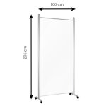 Cloison plexi souple transp. cadre alu h. 201x100cm / roulettes