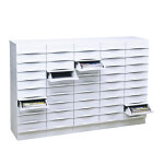 Comptoir classement 50 botiers tiroirs + 5 bases / tablettes burobox