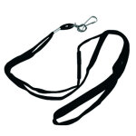 Cordon lacet textile noir + mousqueton