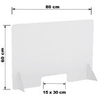 �cran de protection plexiglass 4 mm transparent mm h60x80cm + 2 pieds
