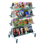 Gondole presse double face 8 etag�res sur roulettes h140cm