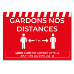 Panneau rigide a4  distances   blanc / fd rouge h. 210 xl. 297 mm