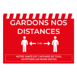 Plaque vinyle a4  gardons distances  blanc / fd rouge h. 210xl. 297 mm