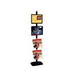 Porte - affiches / porte - messages cadro - clic 2 x a3 + 2 tagres sur pied h 203 cm noir