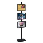 Porte - affiches / porte - messages cadro - clic 3 cadres a3 sur pied h 180 cm noir