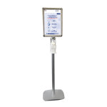 Poteau 158 cm distributeur pompe gel + cadre pancarte a3 portrait ou paysage gris clair Poteau 158 cm distributeur pompe gel + cadre pancarte a3 portrait ou paysage gris clair