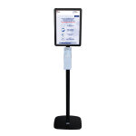 Poteau 158 cm distributeur pompe gel + cadre pancarte a3 portrait ou paysage noir Poteau 158 cm distributeur pompe gel + cadre pancarte a3 portrait ou paysage noir