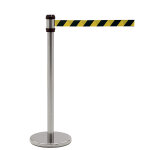 Poteau chrom de guidage  enrouleur 2 mtres sangle jaune et noire