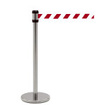 Poteau chrom de guidage  enrouleur 2 mtres sangle rouge et blanche