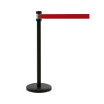 Poteau noir de guidage  enrouleur 2 mtres sangle rouge