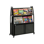 Présentoir black - line® 2000 double - faces avec coffre et 4 tablettes inclinées Présentoir black - line® 2000 double - faces avec coffre et 4 tablettes inclinées