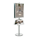 Pr�sentoir gris double - face - 2 cadres 80x60 + 2 etag�res plexi