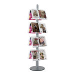 Pr�sentoir gris double - face - 8 etag�res plexi inclin�es