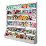 Prsentoir mdia - rack grande capacit - 3 meubles + 2 joues - 18 tagres