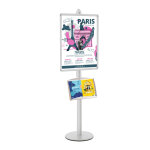 Prsentoir visual - displays gris - 1 cadre 60 x 80 cm et 1 tagre metal gris