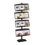 Prsentoir vitrine presse h 177 cm noir 4 tagres mtal noir