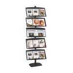 Pr�sentoir vitrine presse h 200 cm noir 5 �tag�res m�tal noir