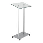 Pupitre roulettes en verre tremp gris