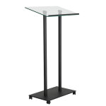 Pupitre roulettes en verre tremp noir