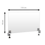 S�parateur central bureau 4 mm h70 x l118cm fixation �tau m�dian