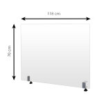 S�parateur lat�ral bureau 4 mm h70 x l118cm fixation �tau lat�ral