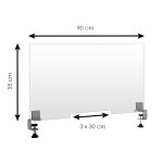 S�paration plexi bureau fixation etau m�dian h. 55 x l. 90 cm