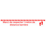 Signaltique 15x100cm vinyle  distances / pas  rouge / fd blanc