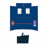 Stand expo pliant 8 panneaux / 2 fronton bleu / gris + sac