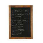 Tableau ardoise craie mural 80 x 60 cm cadre bois fonc
