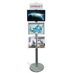 Totem 1 poteau 192 cm + 1 cran noir 19 pouces + 1 cadre a3 + tagre incline gm plexiglass + fronton ...