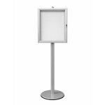 Vitrine d'affichage sur pied gris fond metal 4 feuilles a4 h190cm