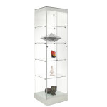 Vitrine armoire h 180 x l 52 cm socle + toit blanc + 1 spot - blanc mat Vitrine armoire h 180 x l 52 cm socle + toit blanc + 1 spot - blanc mat