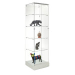 Vitrine armoire h 180 x l 52 cm socle + toit verre - blanc m t Vitrine armoire h 180 x l 52 cm socle + toit verre - blanc m t