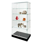 Vitrine armoire h 180 x l 80 cm socle noir + toit verre Vitrine armoire h 180 x l 80 cm socle noir + toit verre