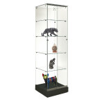 Vitrine expo h. 180 x l. 52cm toit verre socle noir (2 colis)