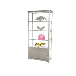 Vitrine expo led h. 200xl. 90xp. 45cm alu + r�serve gris alu
