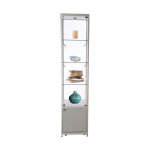 Vitrine exposition aluminium led h 200 x l 45 x p 45 cm - gris alu Vitrine exposition aluminium led h 200 x l 45 x p 45 cm - gris alu