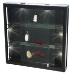 Vitrine exposition murale led en verre et alu noir