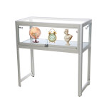 Vitrine d'exposition table / comptoir aluminium gris alu led