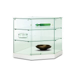Vitrine d'exposition en verre tremp scuris modle angle blanc